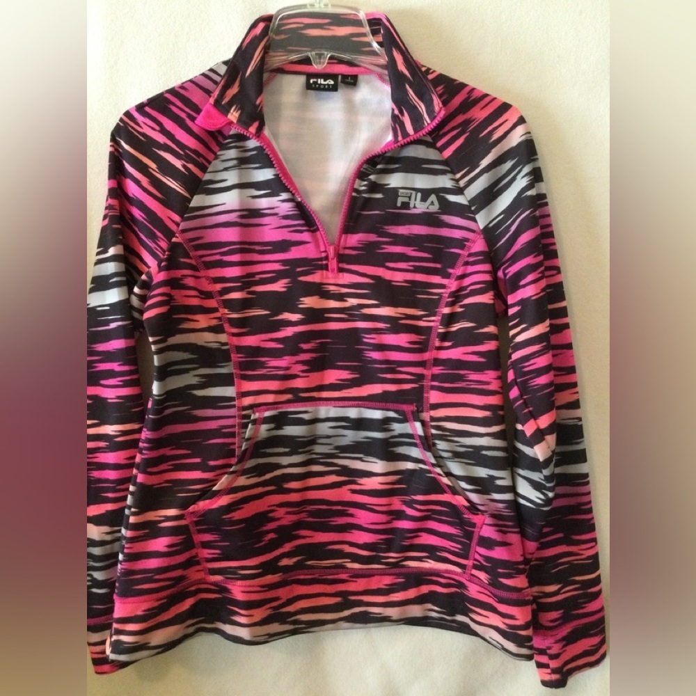 Fila 1/4 zip pick and gray  pullover shirt